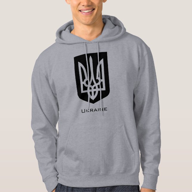 Ukraine's Tryzub Contemporary Graphic Emblem Hoodie (Framsida)