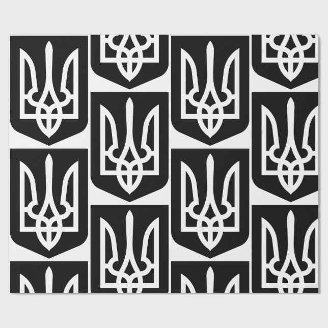 Ukraine's Tryzub Contemporary Graphic Emblem Presentpapper (Platt)