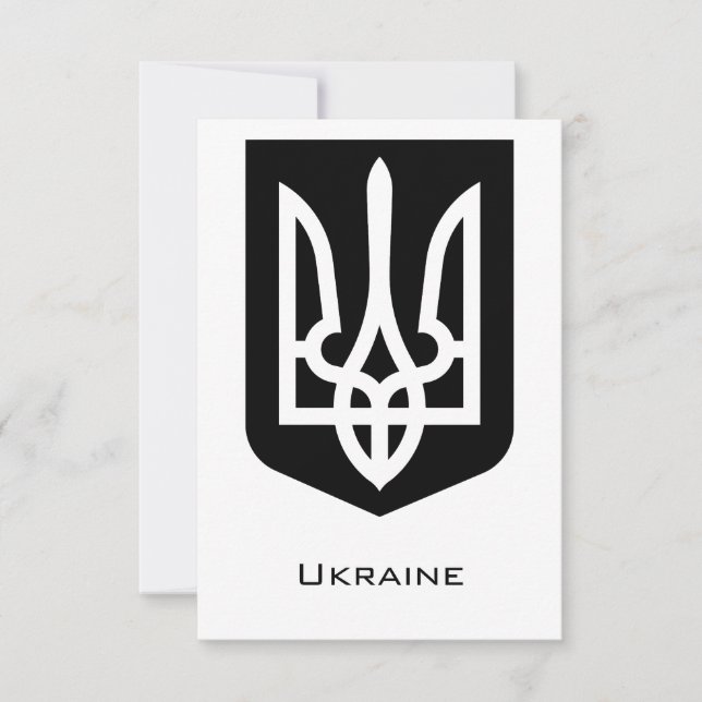 Ukraine's Tryzub Contemporary Graphic Emblem Tack Kort (Framsida)
