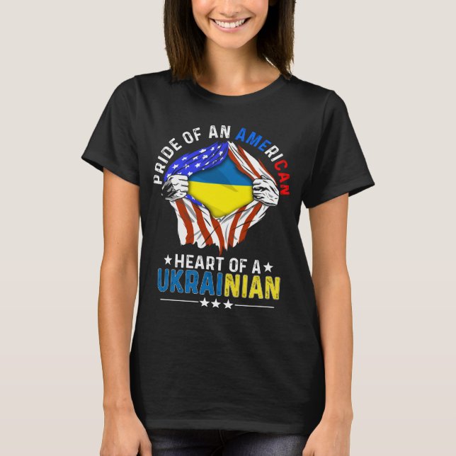Ukrainian American Foreign Ukraine Flag T Shirt (Framsida)