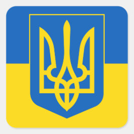 Ukrainian Coat of Arms. Trident. Truzyb. Sheet of Fyrkantigt Klistermärke