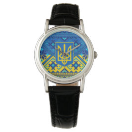 Ukrainian Coat of Arms & Vushuvanka folk art.  Armbandsur