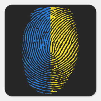 Ukrainian DNA blue yellow fingerprint Fyrkantigt Klistermärke