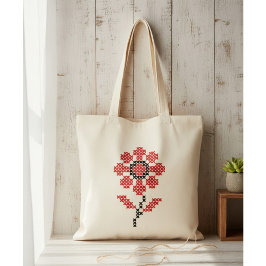 Ukrainian Embroidery Flower Cross Stitch Tote Bag Tygkasse