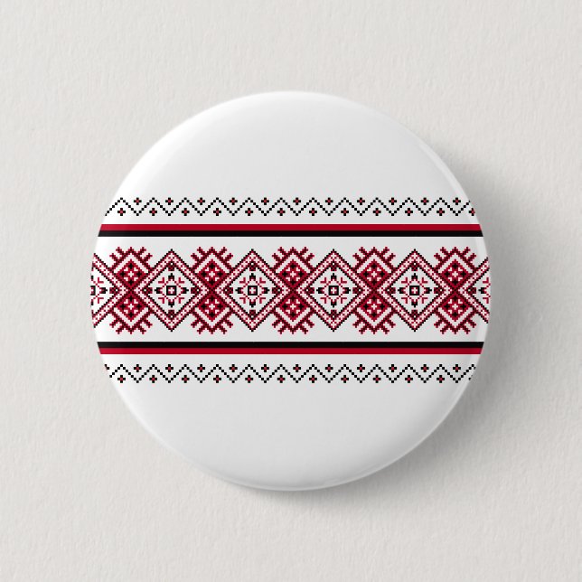 Ukrainian Embroidery Vyshyvanka Pin Knapp (Framsida)