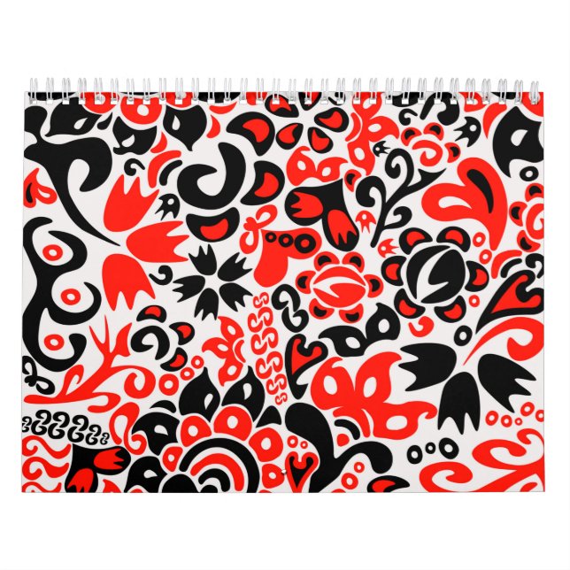 Ukrainian ethnic folk art floral pattern absrtact  kalender (Omslag)
