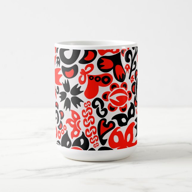Ukrainian ethnic folk art floral pattern absrtact  magisk mugg (Center)