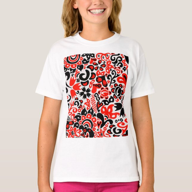 Ukrainian ethnic folk art floral pattern absrtact  t shirt (Framsida)