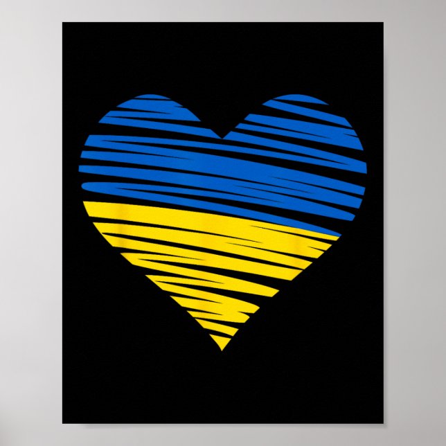Ukrainian Heart Flag Colors Blue Yellow Ukraine Pe Poster (Framsidan)