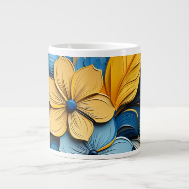 Ukrainian motifs blue and yellow X-Large Mug Jumbo Mugg (Framsidan)