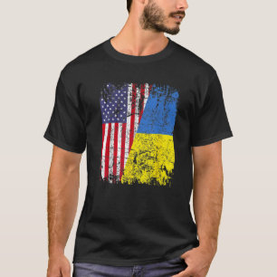 UKRAINIAN ROOTS Halamerikanska Flagga UKRAINA T Shirt