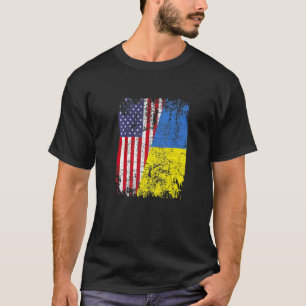 UKRAINIAN ROOTS TSHIRT   Halva amerikanska Flagga  T Shirt
