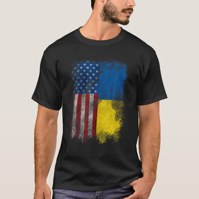 UKRAINIAN ROOTS Ukrainas amerikanska Pride Ukra T Shirt (Framsida)
