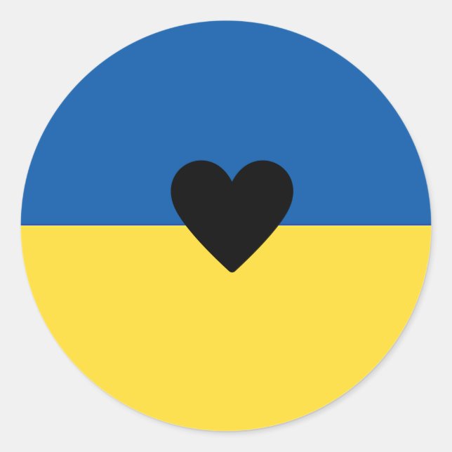Ukrainian Support Ukraine Heart Flag Sign Runt Klistermärke (Framsida)