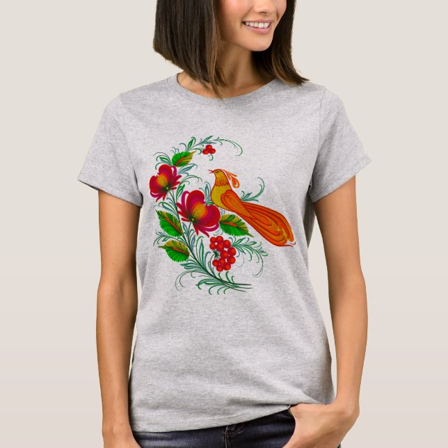 Ukrainian traditional Petrikivka art  T Shirt (Framsida)