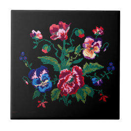 Ukrainian traditional vushuvanka folk art pattern kakelplatta