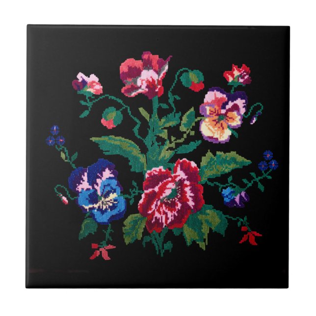 Ukrainian traditional vushuvanka folk art pattern kakelplatta (Framsidan)