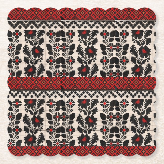 Ukrainian traditional vushuvanka folk art pattern. underlägg papper (Framsida)
