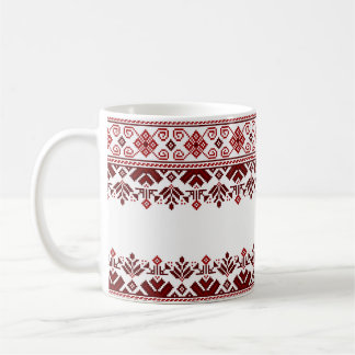 Ukrainian traditional vushuvanka folk pattern red kaffemugg