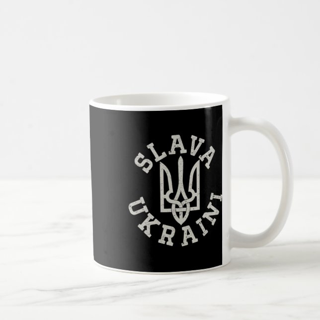 Ukrainian Trident Emblem Save Ukraine Resist Slava Kaffemugg (Höger)