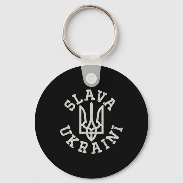 Ukrainian Trident Emblem Save Ukraine Resist Slava Nyckelring (Framsida)