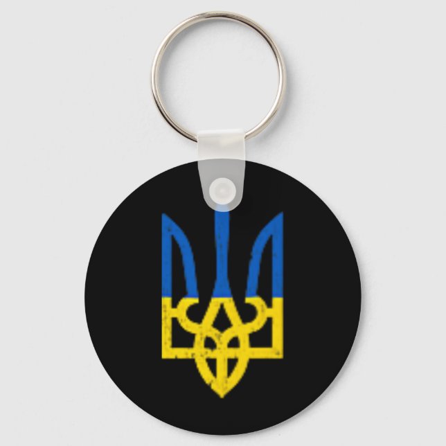 Ukrainian Trident Symbol - Ukraine Flag Support Pa Nyckelring (Framsida)