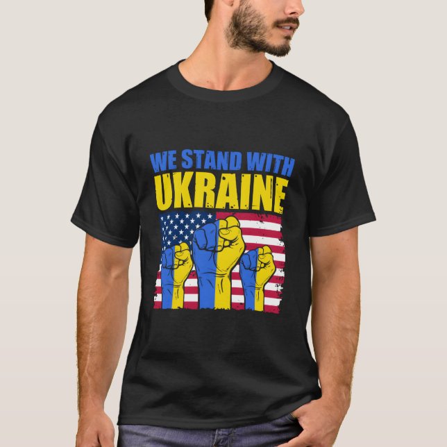 Ukrainian We Support Ukraine Flag I Stand With Ukr T Shirt (Framsida)