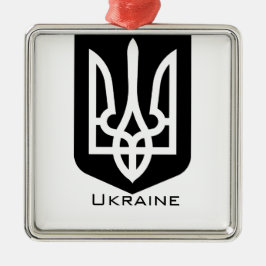 Ukrainias moderna grafiska emblem Tryzub Julgransprydnad Metall