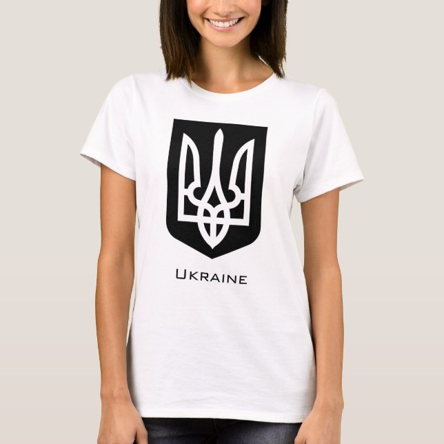 Ukrainias samtida grafiska emblem Tryzub T Shirt (Framsida)
