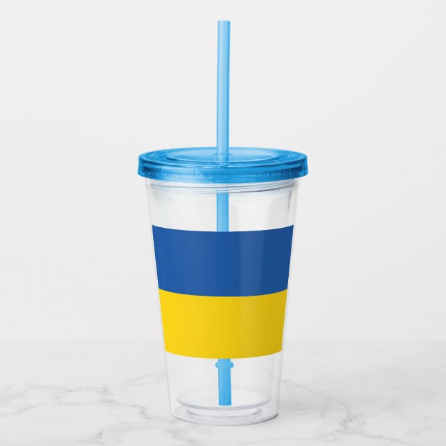 Ukrains flagga knapp take away mugg (Framsida)