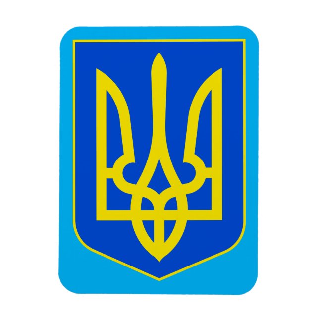 Ukrains statsvapen Gyllene Trident Konstverk Magnet (Vertikal)