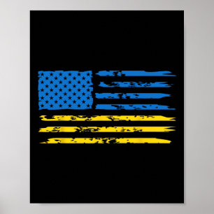Ukrainsk Amerikansk Flagga Amerika Usa Ukraina Obe Poster