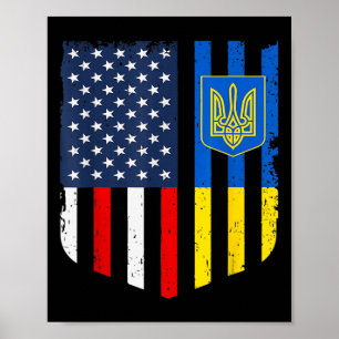Ukrainsk amerikansk flagga Ukraina Usa Amerika Skö Poster