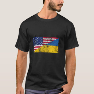 ukrainsk amerikansk Flagga Ukraina USA Di T Shirt