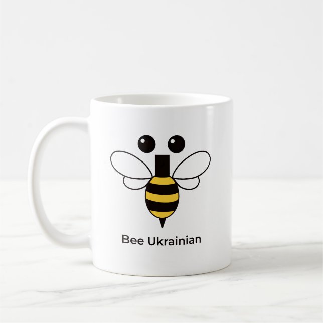 Ukrainsk Bihjält Minimalistisk Kaffe Mugg (Vänster)
