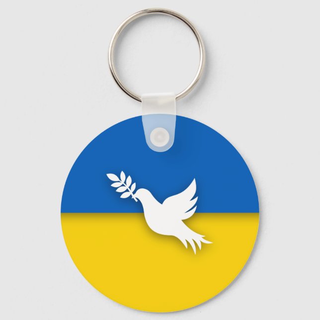 Ukrainsk bikolor flagga, fredsduva nyckelring (Framsida)