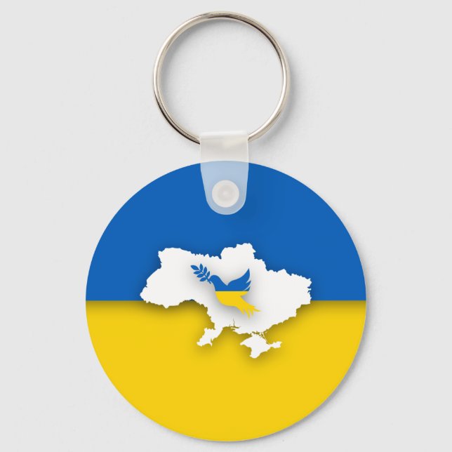 Ukrainsk bikolor flagga, fredsduva nyckelring (Framsida)