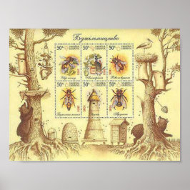 ukrainsk biodling Frimärke Lakan Poster
