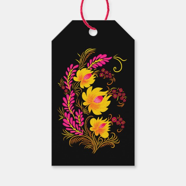 Ukrainsk blomkonst folklig konst presentetikett (Framsidan)