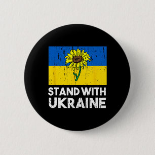 Ukrainsk blomma Solros står med Ukraina Knapp