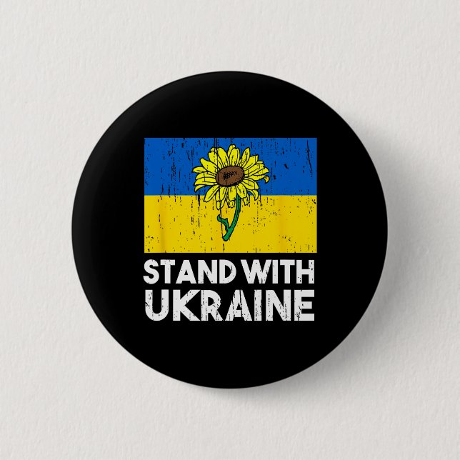Ukrainsk blomma Solros står med Ukraina  Knapp (Framsida)