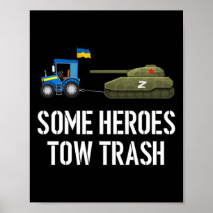 Ukrainsk bonde bogserar övergiven stridsvagn poster