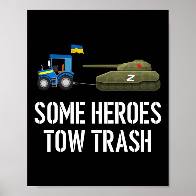 Ukrainsk bonde bogserar övergiven stridsvagn  poster (Framsidan)