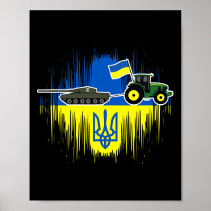 Ukrainsk bonde stjäl stridsvagn Ukrainaflagga Tryz Poster