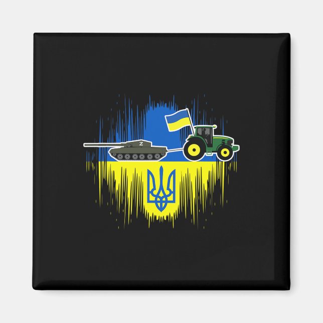 Ukrainsk bonde stjäl stridsvagn Ukrainas flagga Tr Magnet (Framsidan)