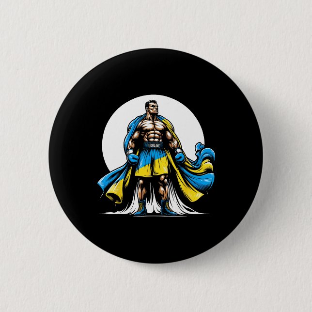 Ukrainsk boxare Patriotisk boxningskämpe Ukraina  Knapp (Framsida)