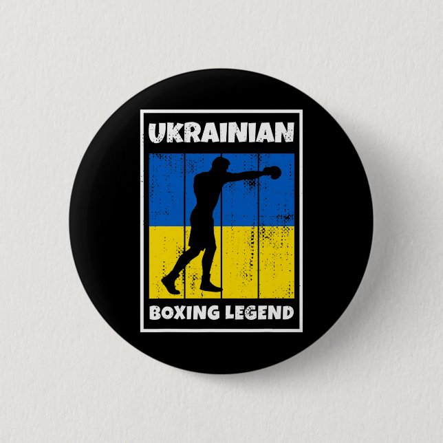 Ukrainsk boxningslegend med flagga för Ukraina box Knapp (Framsida)