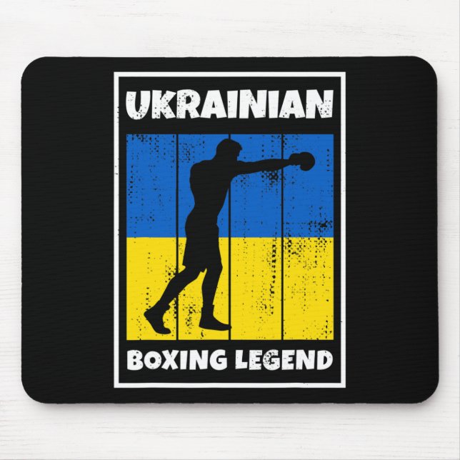 Ukrainsk boxningslegend med flagga för Ukraina box Musmatta (Framsidan)