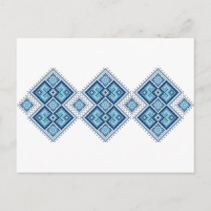 Ukrainsk broderi blå vyshyvanka vykort