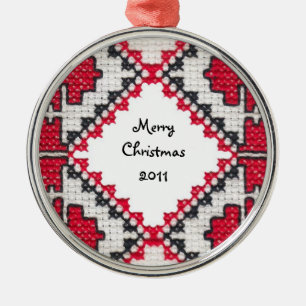 Ukrainsk broderi julgransprydnad metall
